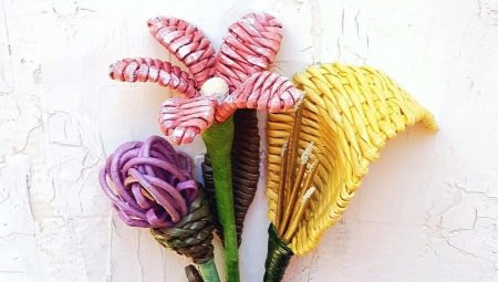 Плетение цветов из газетных трубочек