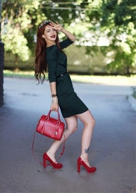 Черное Платье И Красные Туфли Образ