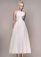 Вечернее белое платье для выпускного миди 2016