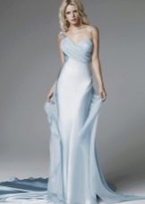Прямое свадебное платье светло голубое