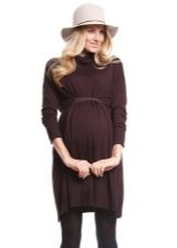 Трикотажное коричневое  платье для беременных