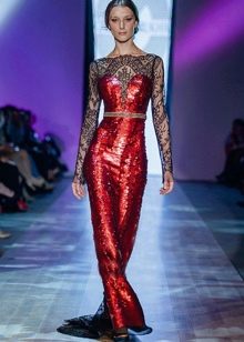 Вечернее платье прямое  из коллекции Privee 2014 красное