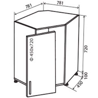 Размеры для распила углового шкафа