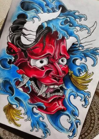 Японская маска демона ханья вектор