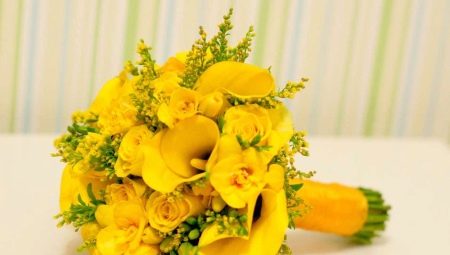 Желтый букет невесты: выбор цветов и их сочетания