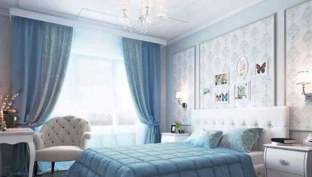 Тонкости оформления спальни в голубых тонах 