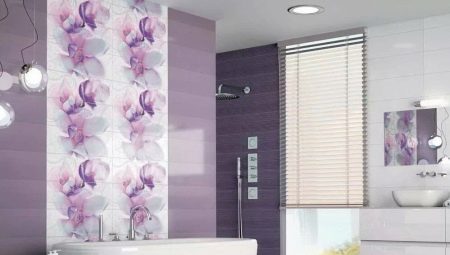Дизайн ванной комнаты с орхидеями на плитке