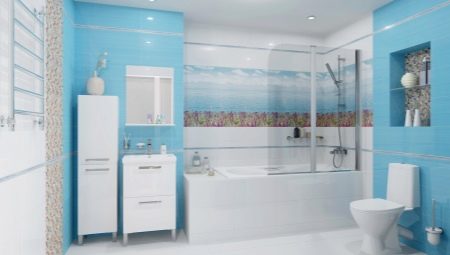 Голубая плитка для ванной: плюсы и минусы, разновидности, выбор, примеры