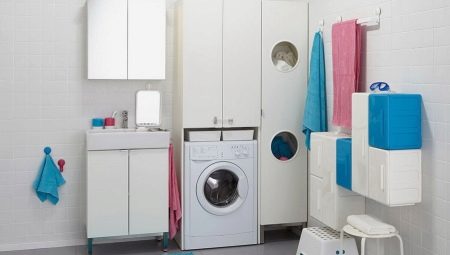 Шкафы для стиральной машины в ванной: виды, рекомендации по выбору
