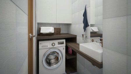 Шкафы над стиральными машинами в ванной комнате