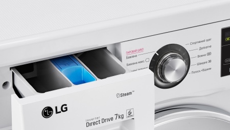 Куда засыпать порошок в стиральной машине LG? 