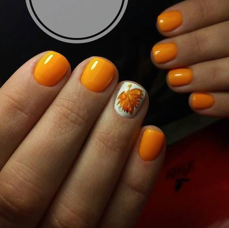 ногти оранжевого цвета фото