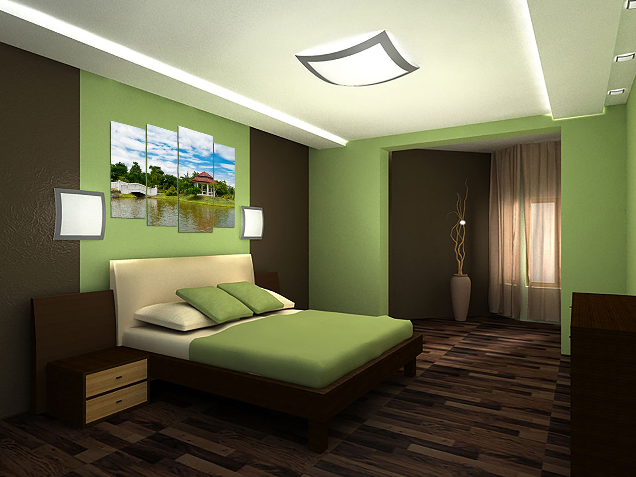 Зеленые обои в спальне 28 фото светло-зеленый цвет в интерьере дизайн