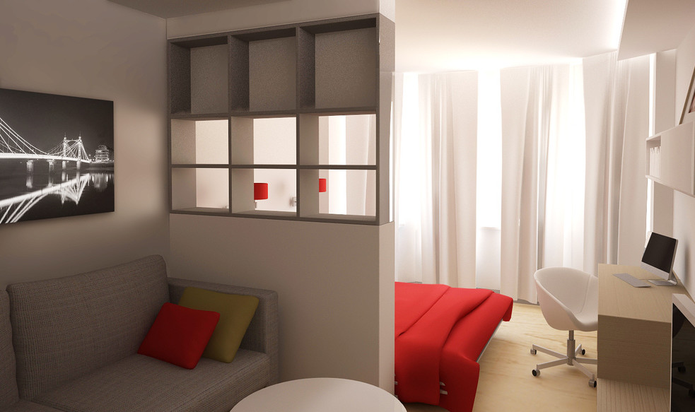 Дизайн спальни-гостиной 16 кв. м