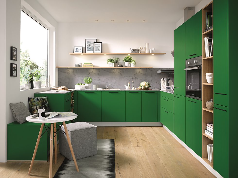 Зеленые Обои В Интерьере Фото Кухня