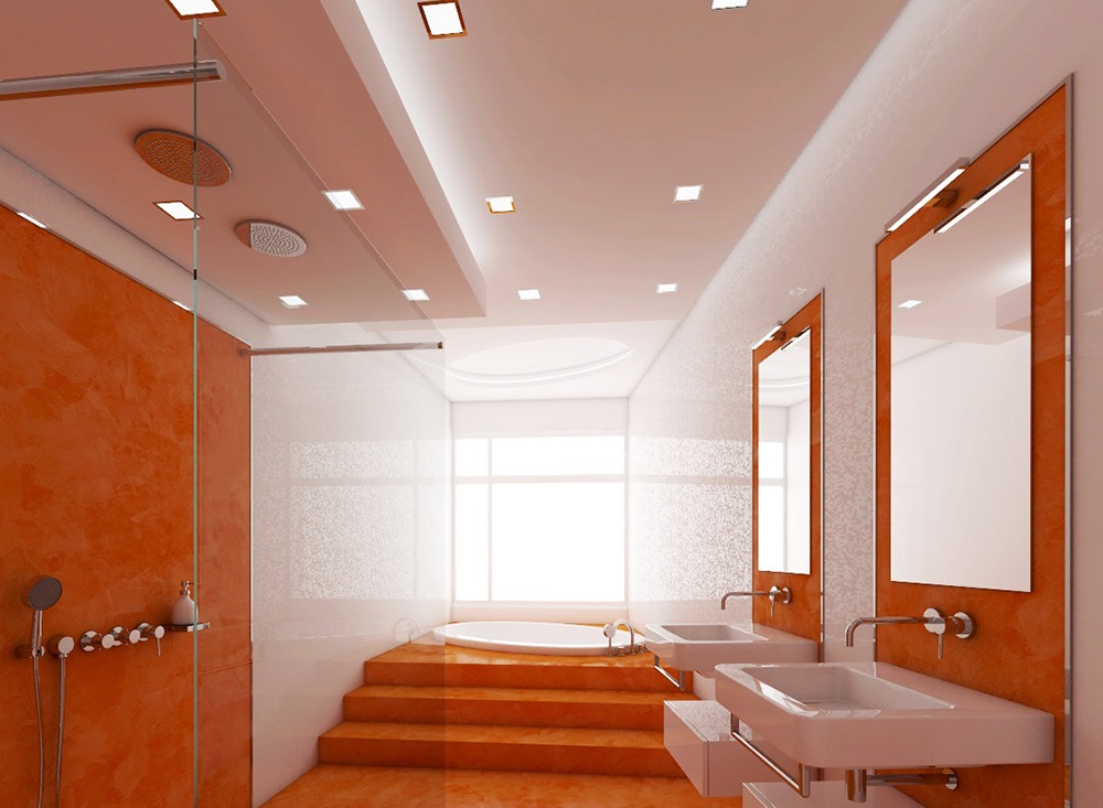 потолок в ванной натяжной или навесной