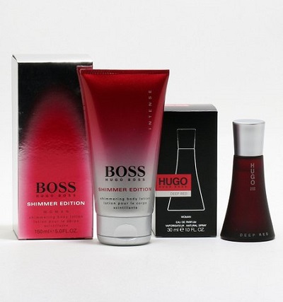 hugo boss deep red body shimmer lotion