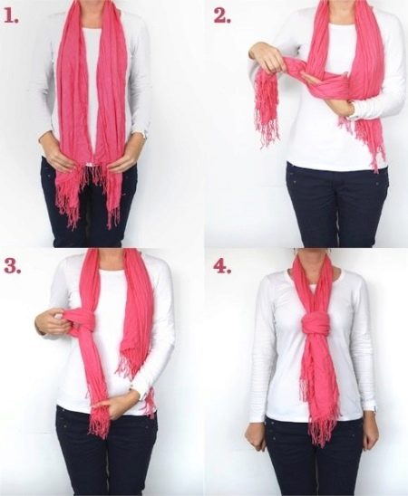 Как завязать большой зимний шарф на шее