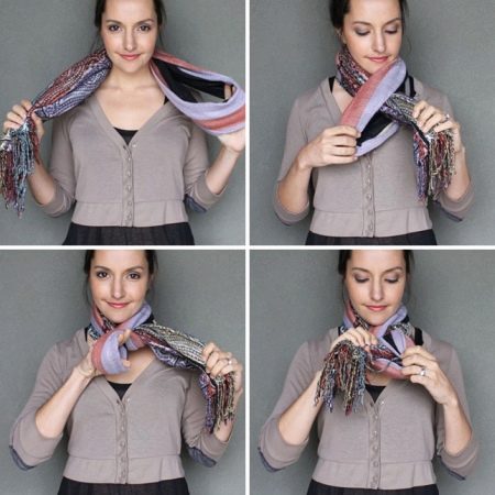 Как завязать большой зимний шарф на шее