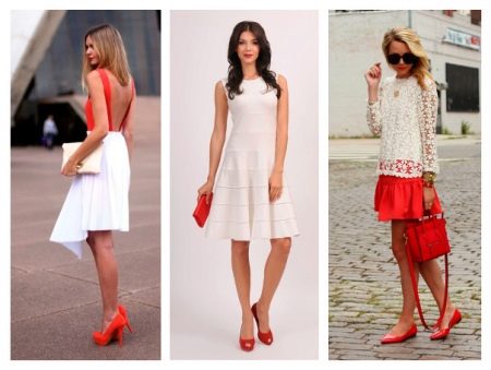 Белое платье красные босоножки