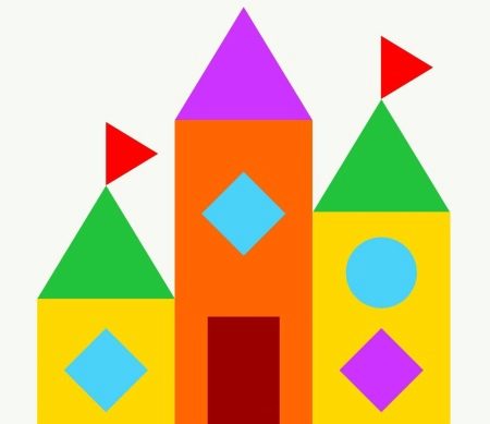 Аппликации из квадратиков и треугольников