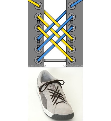 Шнуровка кроссовок с 6 дырками мужские