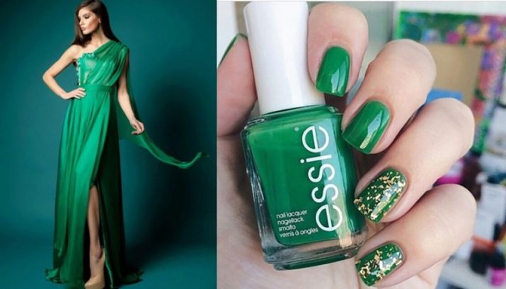Зеленое платье какой макияж и цвет лака