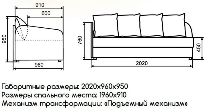 Полуторный диван размеры